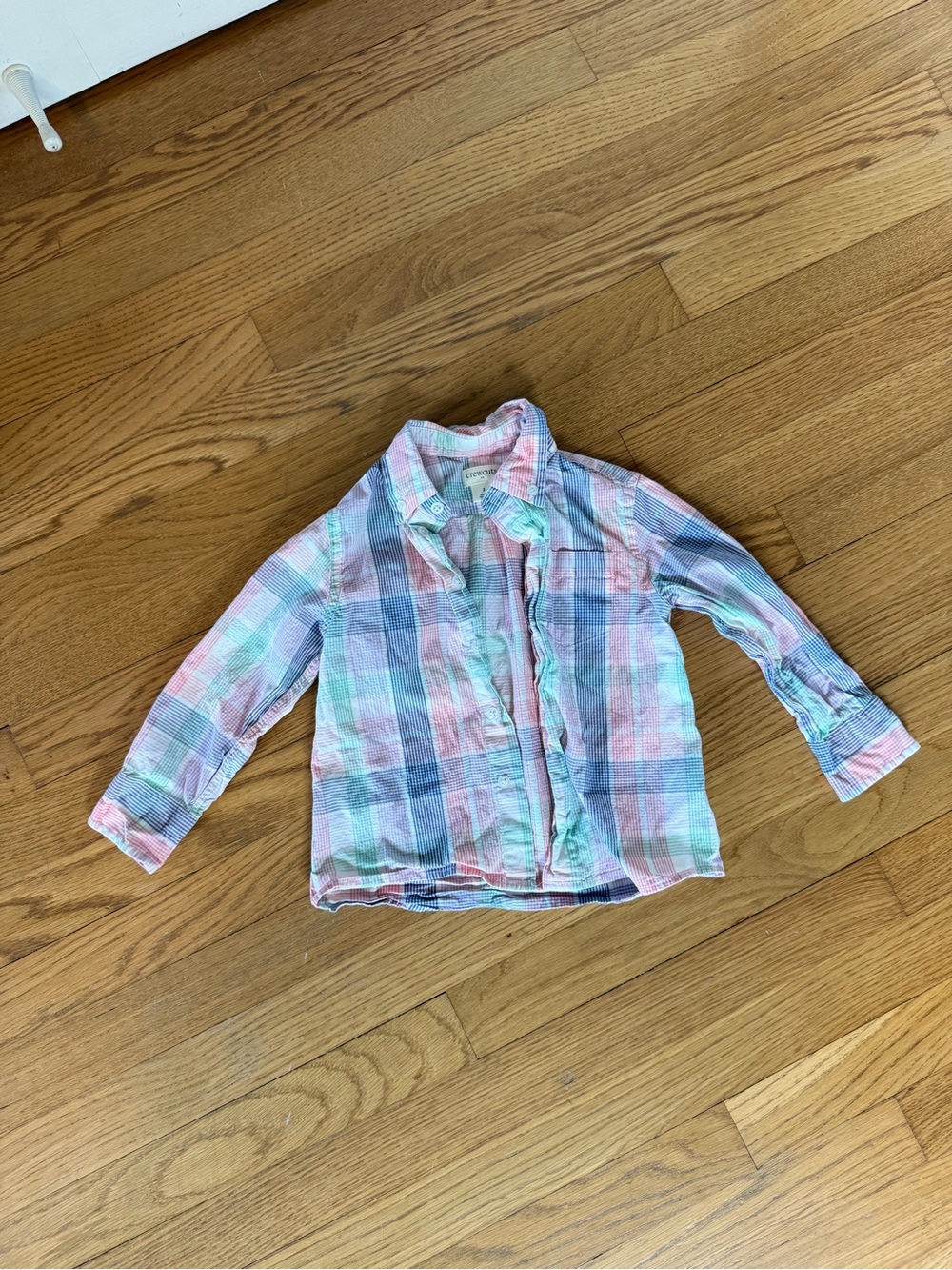 Crewcuts Pastel Plaid Button-Down Shirt — Pink, Blue & Mint